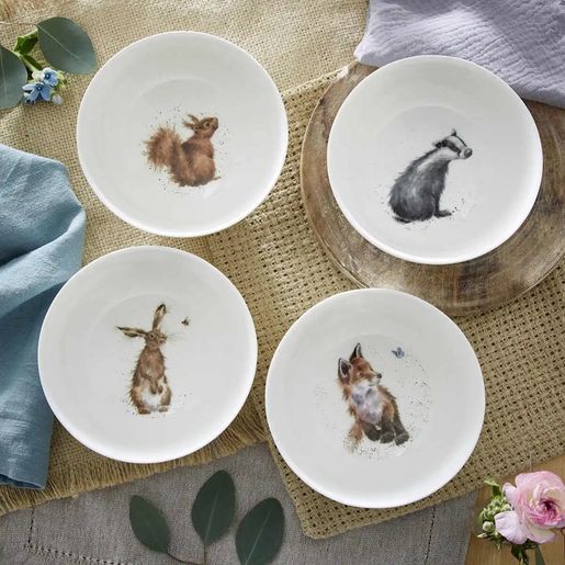 Hluboké porcelánové misky Wrendale Designs, 4 ks - Lesní zvířata