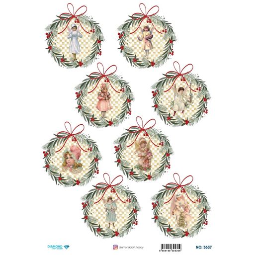 Rýžový papír Cadence, A4 - Andělské Vánoce, 8 věnců