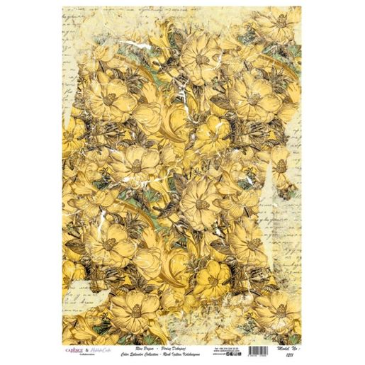 Rýžový papír Cadence - Zlaté květiny - VYBERTE VELIKOST