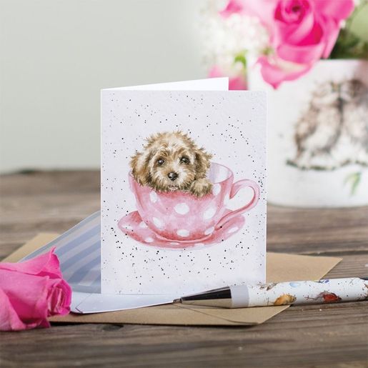 Dárková kartička Wrendale Designs "Teacup Pup" - Pes v hrnku