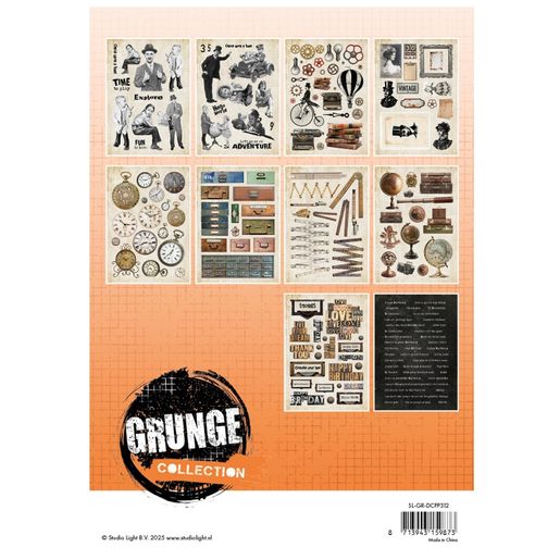 Blok s papírovými výseky Studio Light "Grunge", A5, 20 l. - Zpátky do minulosti