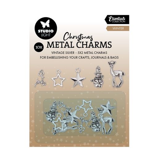 Kovové přívěsky Studio Light, 10 ks - Stříbrné Vánoce