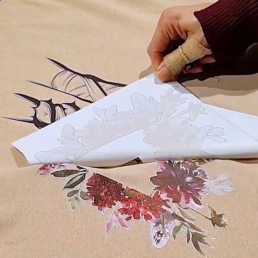 Transferový obrázek na textil Cadence, 25x35 cm - Květinový rámeček