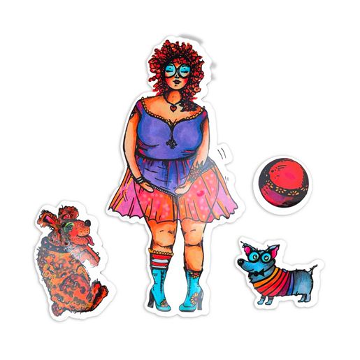 Razítka Studio Light "Signature Collection“, 4 ks - Panička a pejsci