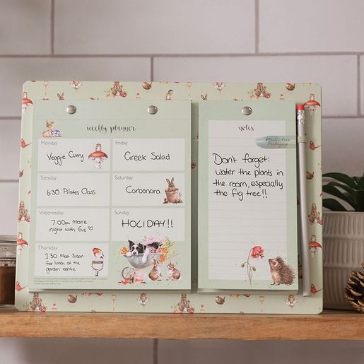 Plánovač na lednici Wrendale Designs "Garden Friends" - Zahradní zvířátka
