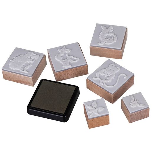 Dřevěná razítka Wrendale Designs "The Country Set", 6 ks - Lesní zvířata