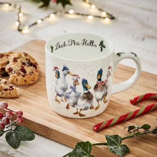 Vánoční porcelánový hrnek Wrendale Designs "Duck the Halls", 0,31 l - Kachny