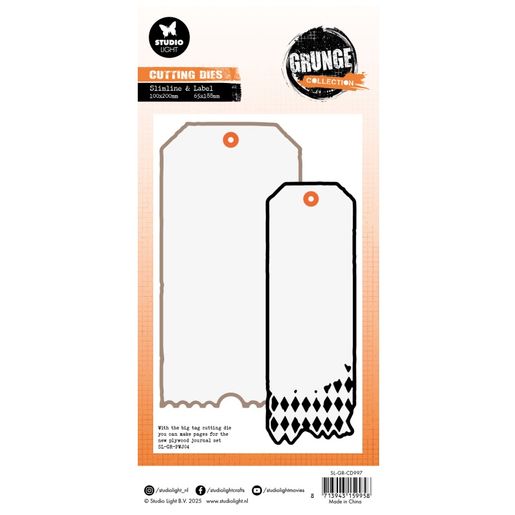 Vyřezávací šablony Studio Light "Grunge", 6 ks - Harlekýnské visačky