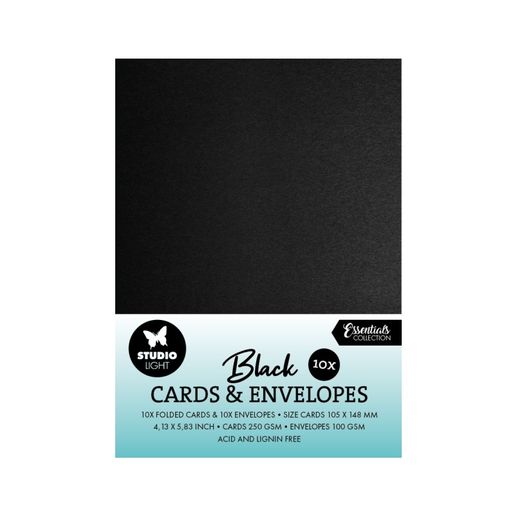 Přání a obálky Studio Light, A6, 10 ks - černé