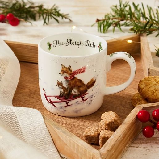 Vánoční porcelánový hrnek Wrendale Designs "Sleigh Ride", 0,31 l - Lišky