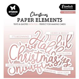 Papírové výseky Studio Light, 40 ks - Vánoční nápisy, růžově zlaté