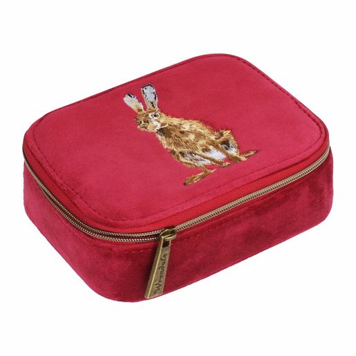 Vyšívané cestovní pouzdro na šperky Wrendale Designs "Golden Hour" - Zajíc