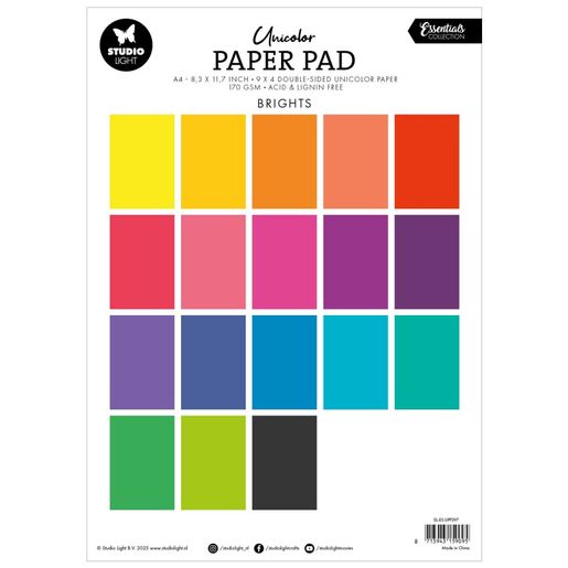 Blok barevných papírů Studio Light, A4, 36 l. - zářivé barvy
