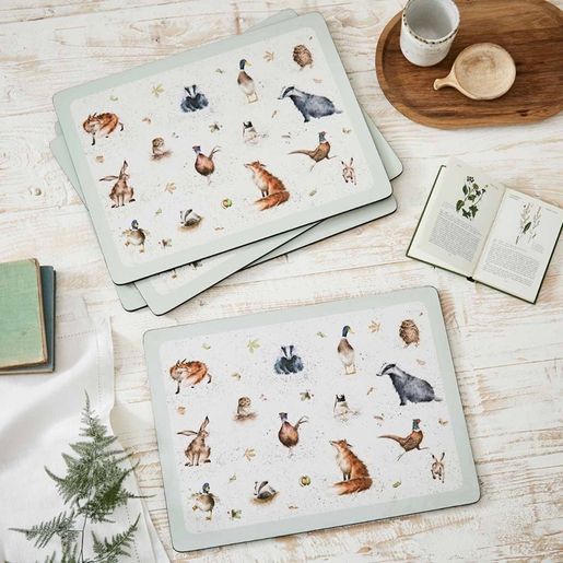 Korkové prostírání Wrendale Designs, 4 ks - Lesní zvířata