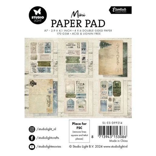 Mini kreativní blok Studio Light "Winter Fun", A7, 24 l. - Výlet do zimy