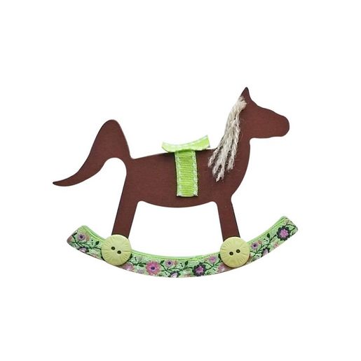 Dřevěný výřez k dekoraci Gomille, závěsný, 12x10 cm - Houpací koník