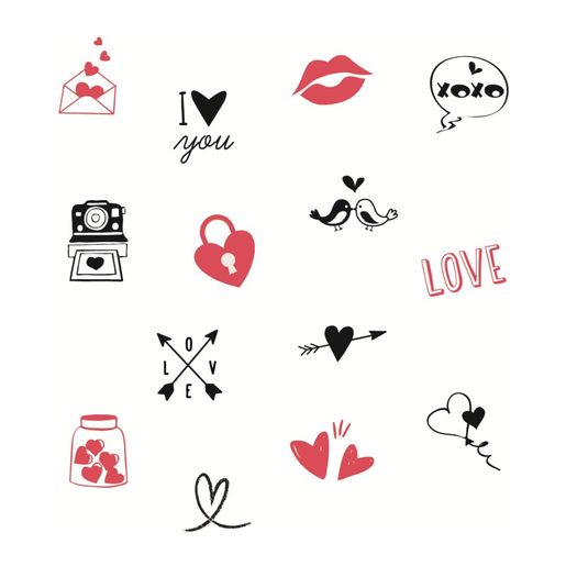 Dřevěná diářová razítka Aladine Stampo Bocal, 14 ks - Srdíčka