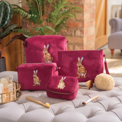 Vyšívané cestovní pouzdro na šperky Wrendale Designs "Golden Hour" - Zajíc