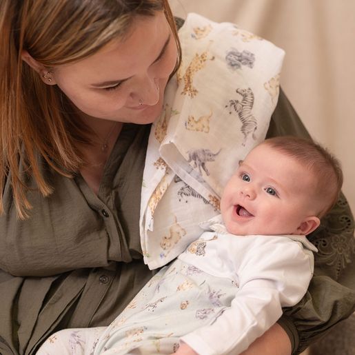 Mušelínové plenky Wrendale Designs "Little Savannah", 2 ks - Africká zvířátka