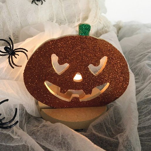 Dřevěný svícen k dekoraci Gomille, 12 cm - Dýně