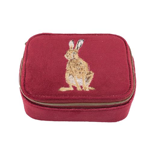 Vyšívané cestovní pouzdro na šperky Wrendale Designs "Golden Hour" - Zajíc