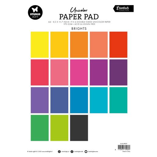 Blok barevných papírů Studio Light, A4, 36 l. - zářivé barvy
