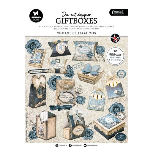 DIY Dárkové krabičky Studio Light, A4, 12 l. - Vintage