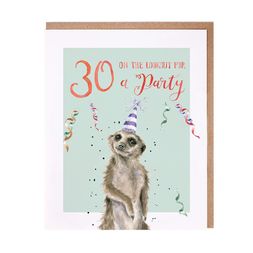Narozeninové přání Wrendale Designs "30 On The Lookout For a Party" - Surikata