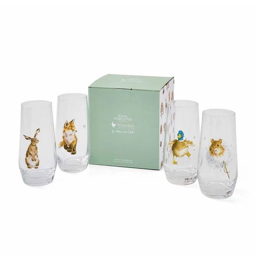 Sklenice na míchané nápoje Wrendale Designs, 4 ks - Polní zvířata