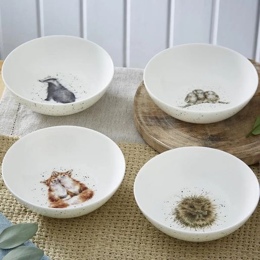 Snídaňové porcelánové misky Wrendale Designs, 4 ks - Lesní zvířata