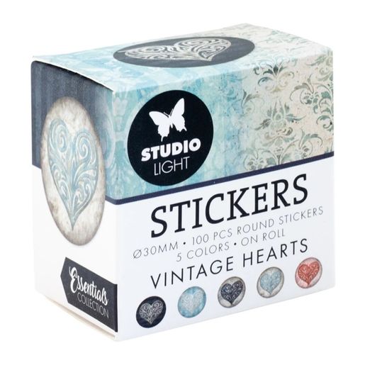 Samolepky Studio Light, 100 ks - Vintage srdíčka