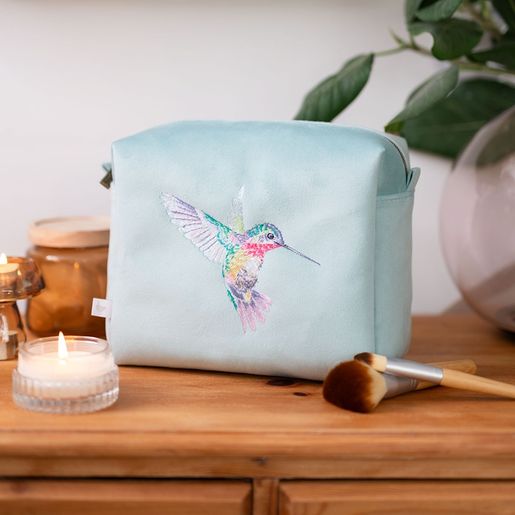 Vyšívaná kosmetická taška Wrendale Designs "Wisteria Wishes", velká - Kolibřík