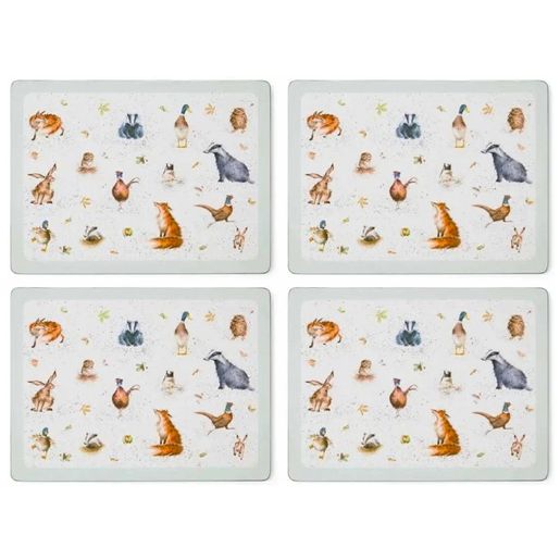 Korkové prostírání Wrendale Designs, 4 ks - Lesní zvířata