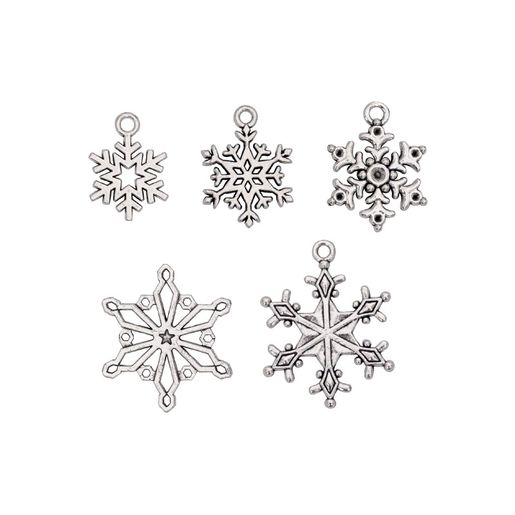 Kovové přívěsky Studio Light, 10 ks - Stříbrné vločky
