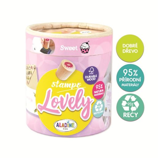 Dřevěná razítka Aladine Stampo Lovely, 15 ks - Dortíky