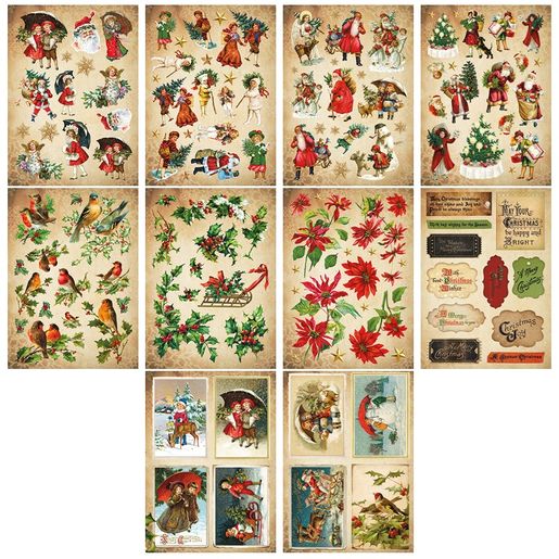 Blok s papírovými výseky Studio Light "Vintage Christmas", A5, 20 l. - Vánoční nostalgie