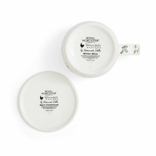 Porcelánový hrnek s podšálkem Wrendale Designs "Winter Mice", 0,31 l - Myšky