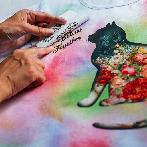 Transferový obrázek na textil Cadence, 25x35 cm - Květinová kočka