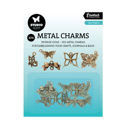 Kovové přívěsky Studio Light, 10 ks - Zlatí motýli