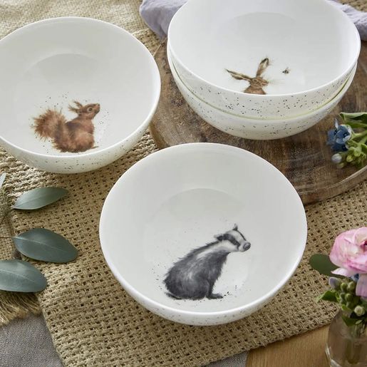 Hluboké porcelánové misky Wrendale Designs, 4 ks - Lesní zvířata