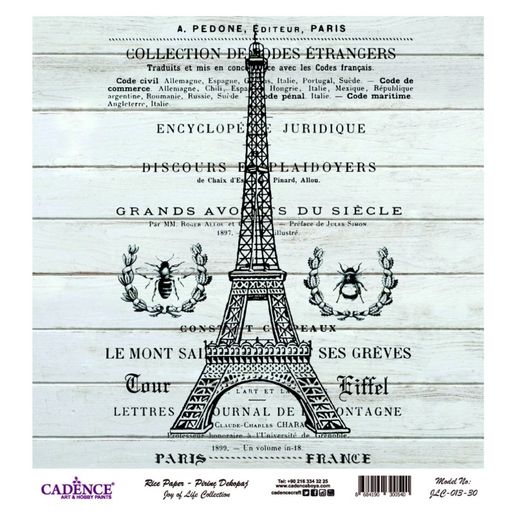 Rýžový papír Cadence, 30x30 cm - Tour Eiffel