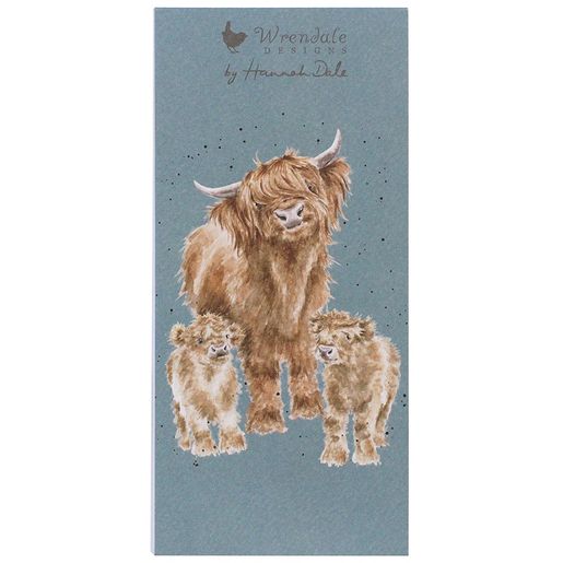 Nákupní seznam s magnetem Wrendale Designs "Highland Wishes" - Krávy