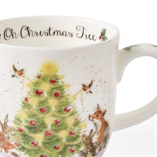 Porcelánový hrnek s podšálkem Wrendale Designs "Oh Christmas Tree", 0,31 l - Vánoční strom