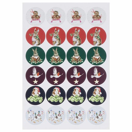 Samolepky Wrendale Designs "The Country Set Christmas", 144 ks - Vánoční zvířata