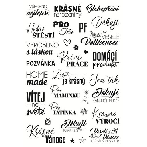 Razítka Aladine Stampo Art, 31 ks - České nápisy