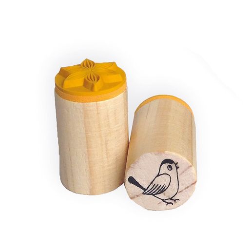 Dřevěná diářová razítka Aladine Stampo Bocal, 14 ks - Ptáčci, kytičky