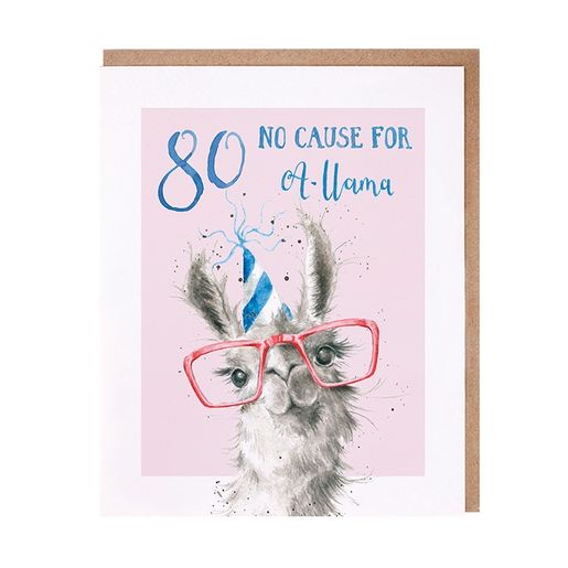 Narozeninové přání Wrendale Designs "80 No Cause For A-llama" - Lama