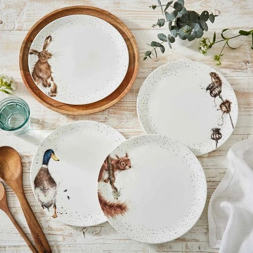 Jídelní porcelánové talíře Wrendale Designs, 4 ks - Lesní a polní zvířata