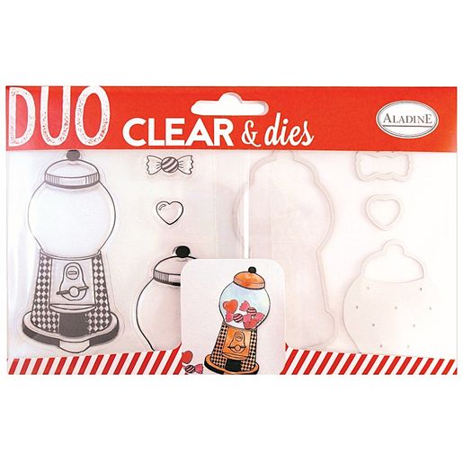 Vyřezávací šablony a razítka Aladine Duo Clear, 8 ks - Automat na bonbony