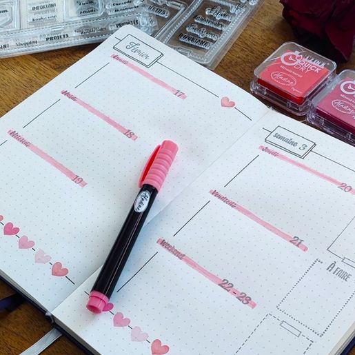 Gelová diářová razítka Aladine Bullet Journal, 37 ks - Rámečky, organizace týdne